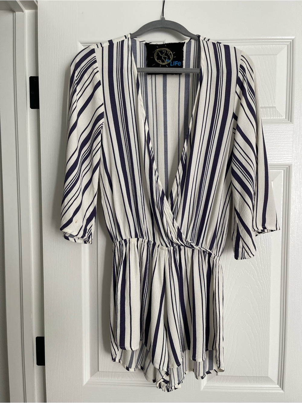 Blue Life Navy and White Striped Romper